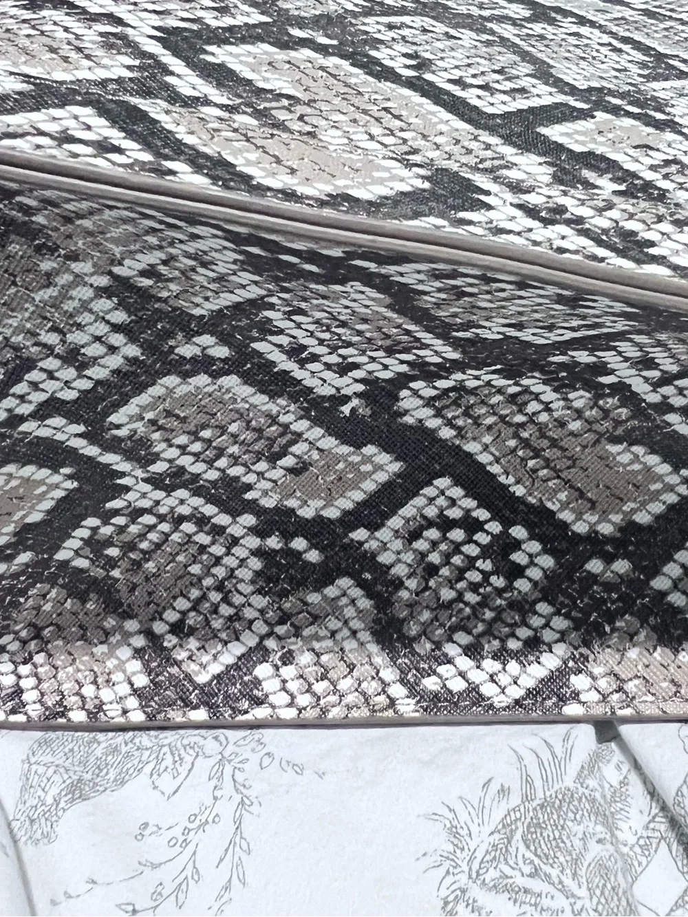 White House Black Market Black & White Snake-Print Ring Handle Clutch